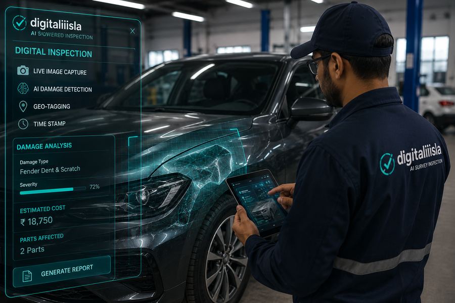 AI-powered vehicle damage inspection on tablet
