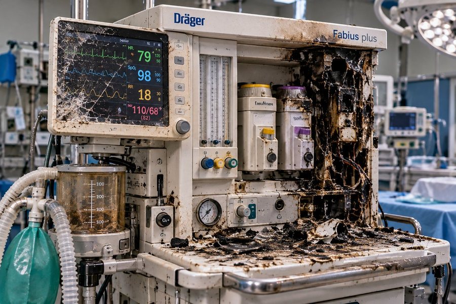 Dräger Fabius anaesthesia workstation, flood-damaged