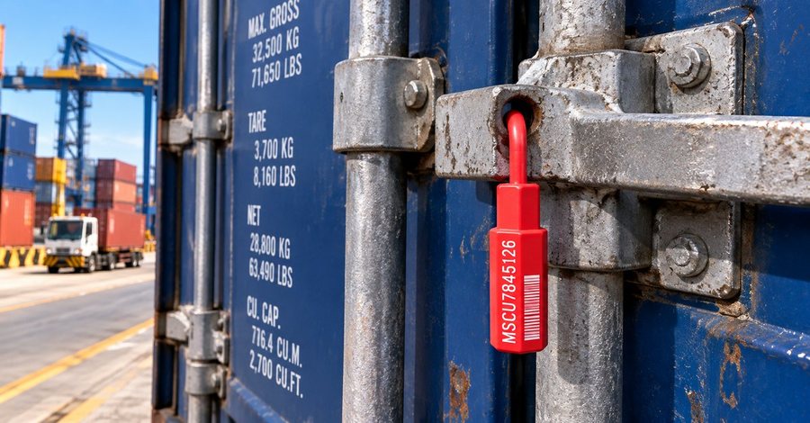 Container seal with its number recorded at survey